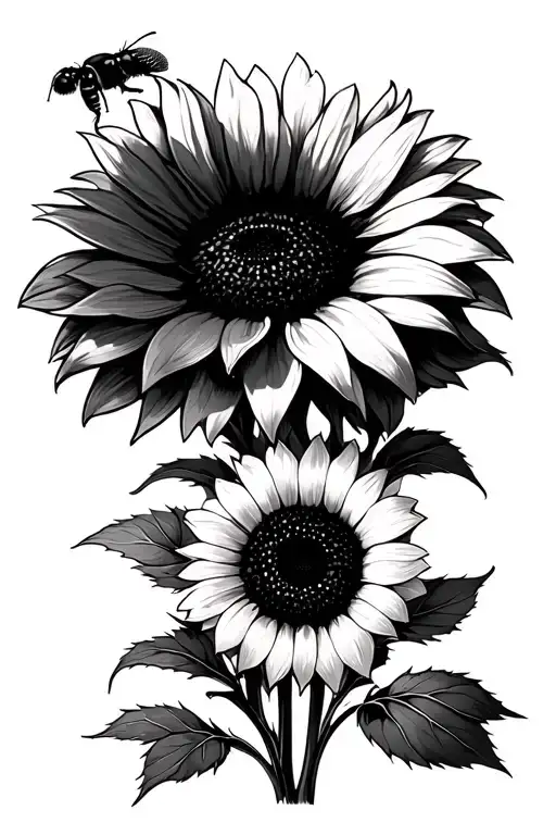 bumblebee and sunflower tattoo design idea