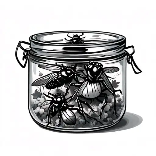 insects inside a jar tattoo design idea