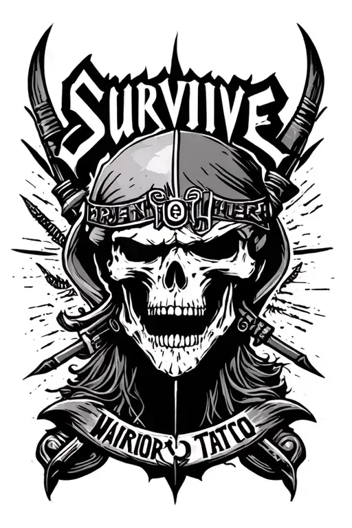 survive warrior hustler tattoo design idea