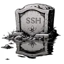 headstone with initials SSH reflecting in a puddle on the ground tattoo design idea
