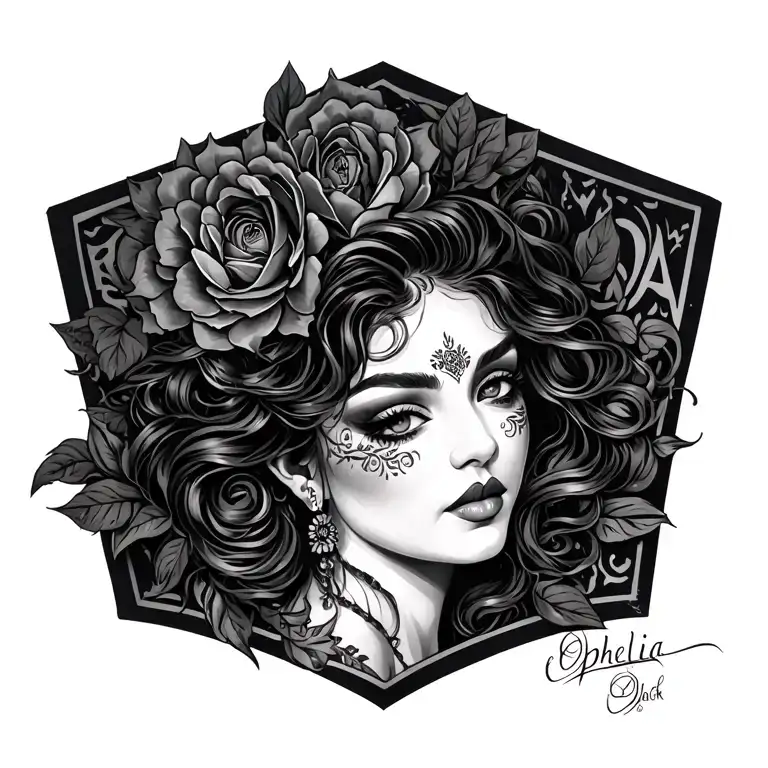 CHICANO WRITING WITH: OPHELIA tattoo design idea