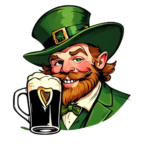 leprechaun drinking Guinness tattoo design idea