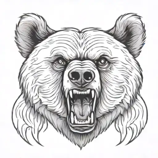 angry bear head tattoo design idea