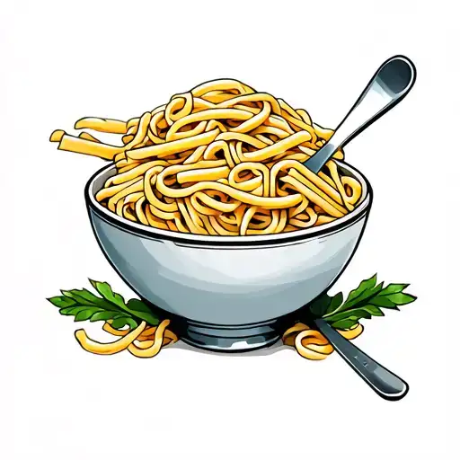 bowl of pasta tattoo design idea