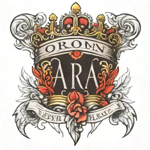  The crown of the kingdom with the name of Arya tattoo design idea
