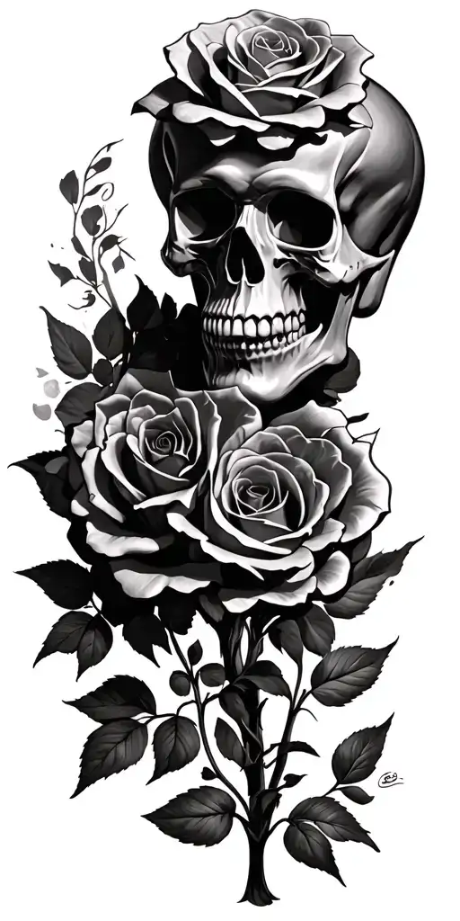 skull roses engine aruba tattoo design idea