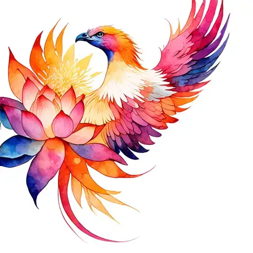 phoenix rising profile from lotus flower tattoo design idea