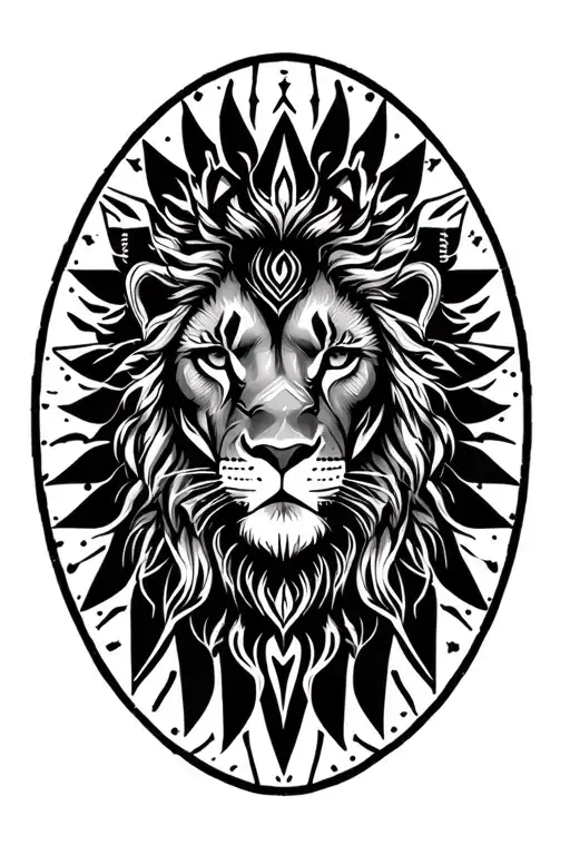 aztec lion and lioness tattoo design idea