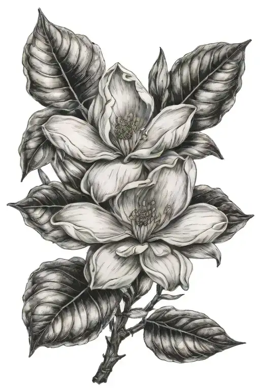 magnolia flower with wildflowers tattoo design idea