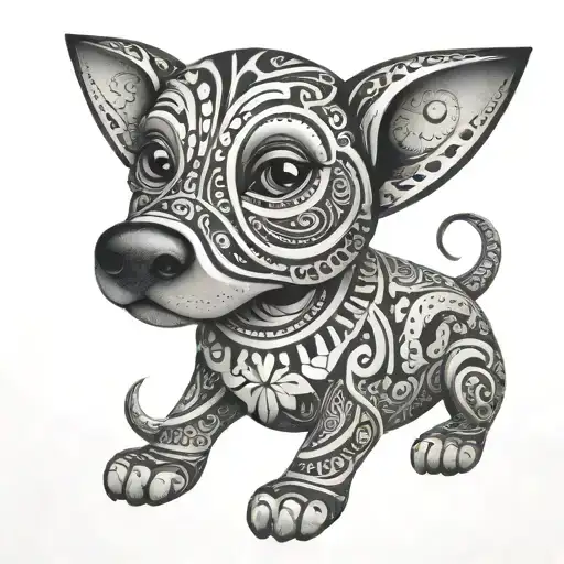 dog alebrije style tattoo design idea