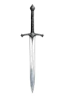 On your back, between your shoulder blades, stands a war-worn sword, simple and straight, planted vertically like an anc tattoo design idea