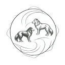 yin and yang persan and a black sheltie tattoo design idea