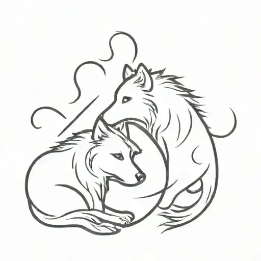 yin and yang persan and a black sheltie tattoo design idea