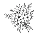 fine line tattoo birth flower bouquet tied November and February  tattoo design idea