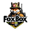 "Fox Box" "Fox Box" Tough looking fireman fox wearing firefighting gear with radio equipment. Helmet has maltese symbol tattoo design idea