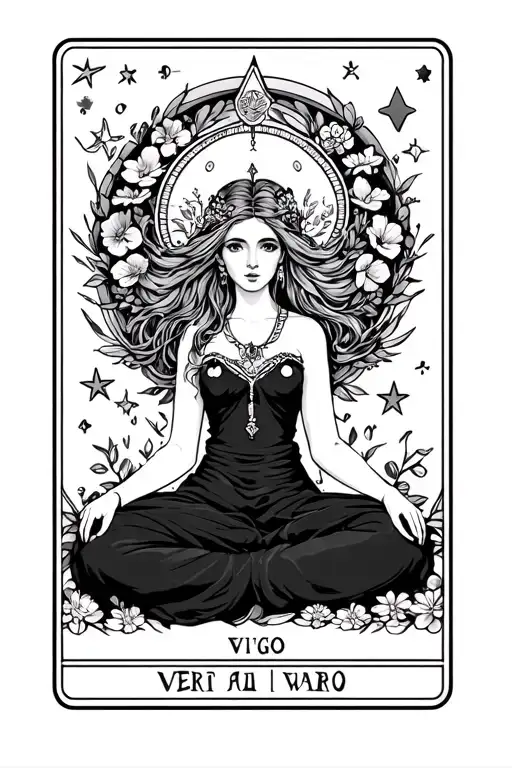 girly tarot with stars hearts flowers virgo tattoo design idea