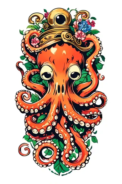 Sailor Jerry style Octopus with tentacles wrapped loosely tattoo design idea