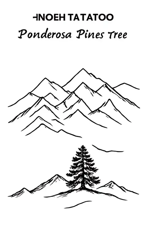 ponderosa pine tree and mountain skyline tattoo design idea