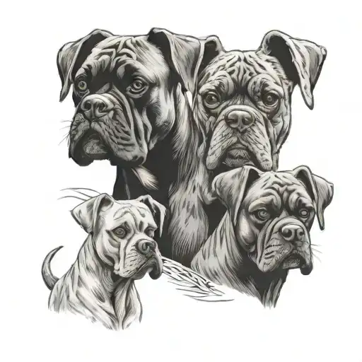 two boxer dogs and a miniature schnauzer tattoo design idea