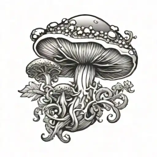Dionysus mushroom tattoo design idea