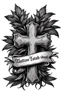 Cross with a banner tattoo design idea
