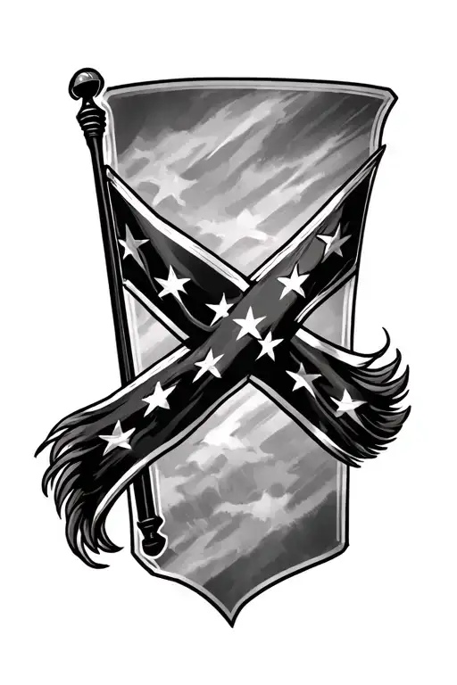confederate flag waving tattoo design idea
