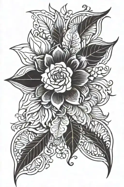 blackout floral tattoo design idea