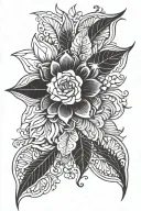 blackout floral tattoo design idea
