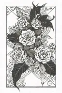 blackout floral tattoo design idea