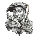 2pac portrait with a gun tattoo design idea