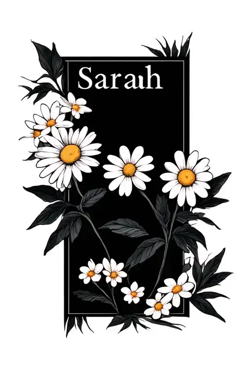 "Sarah" Daisy flower tattoo design idea