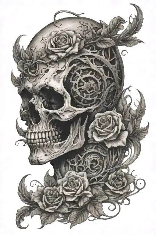 dead half alive tattoo design idea