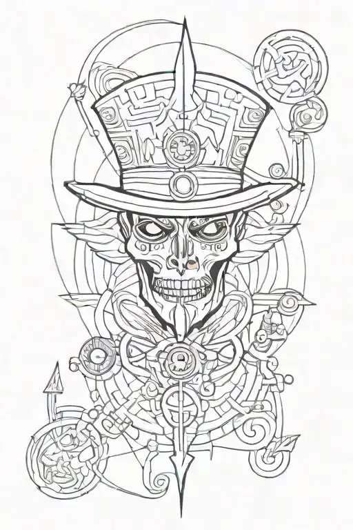 abstract design baron samedi sigil summoning souls tattoo design idea