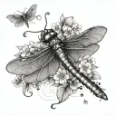 dragonfly snake and cherry blossom tree tattoo design idea