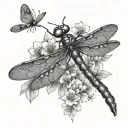 dragonfly snake and cherry blossom tree tattoo design idea