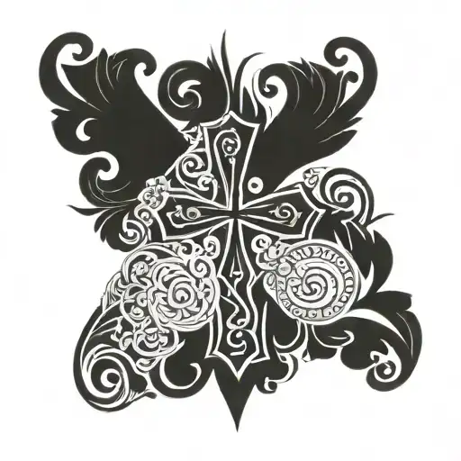 A stylized cross incorporating elements of Azores Portugal, such as traditional patterns or symbols tattoo design idea