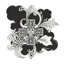 A stylized cross incorporating elements of Azores Portugal, such as traditional patterns or symbols tattoo design idea