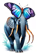 butterfly elephant spider tattoo design idea