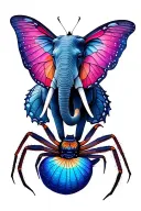 butterfly elephant spider tattoo design idea