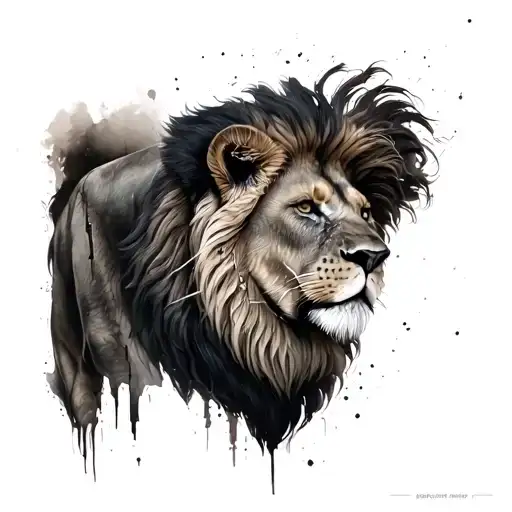A lion with scars, representing the strength and courage gained from surviving abuse tattoo design idea
