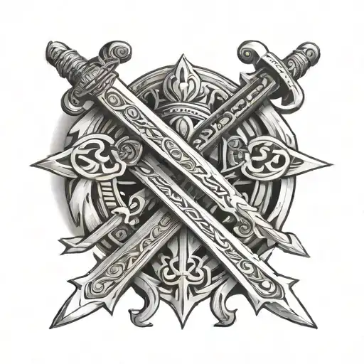 four crossed Scottish swords tattoo design idea