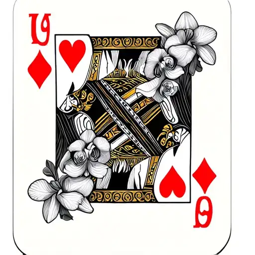 king of hearts with cataleya orchids tattoo design idea