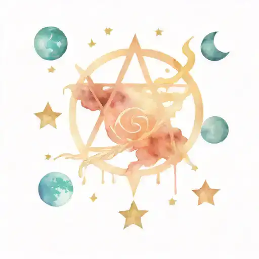 Witchy symbols with moons tattoo design idea