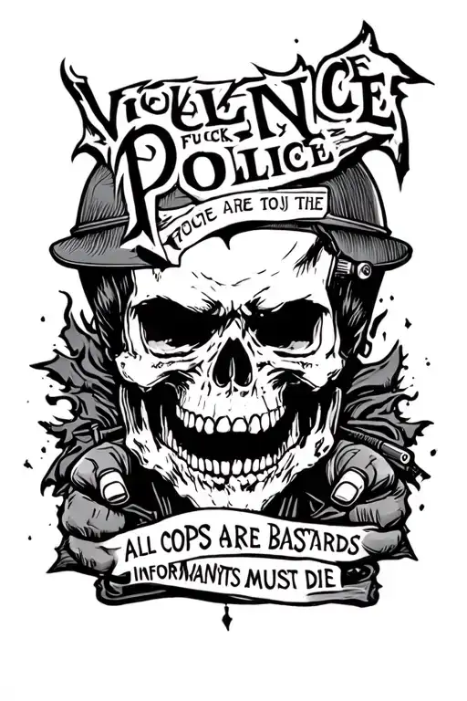 violence fuck the police, all cops are bastards, informants must die, tattoo design idea