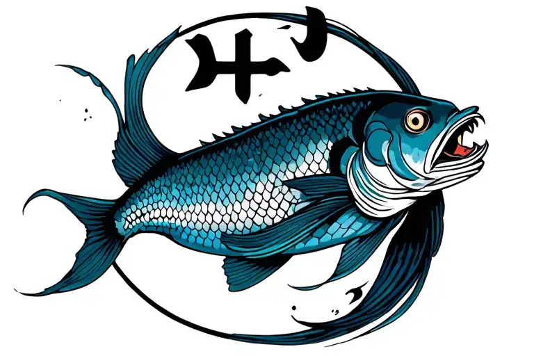 pisces, cancer, virgo symbol integrated tattoo design idea