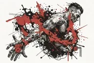 man getting ripped apart yet connected tattoo design idea