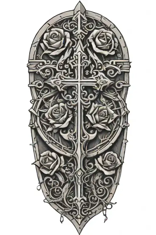 Western,Playing Cards, Roses,Barbed wire,Cross tattoo design idea