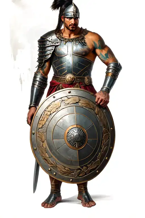 gladiator to hold a shield tattoo design idea