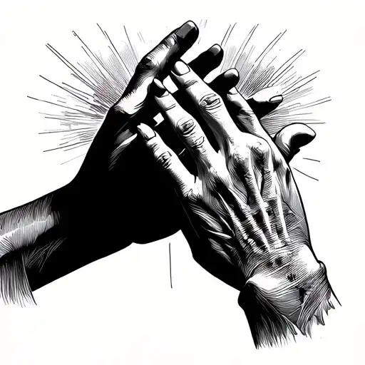 dad and son hands tattoo design idea