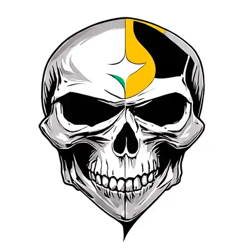 skull on the face steelers emblem merged together tattoo design idea